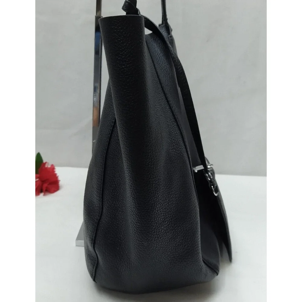 Michael Kors Mae Black Soft Leather Reversible Tote Shoulder Bag W/ Wallet